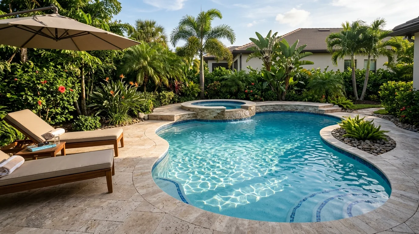 Fiberglass Pool With Spa Section